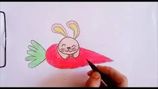How to draw a rabbit||Easy rabbit with carrot drawing||