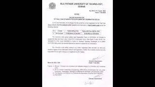 SUPPLEMENTARY EXAM REGISTRATION FOR ACADEMIC YEAR 2023-24 OF BPUT