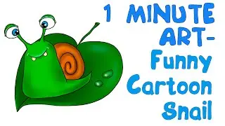 1 Minute Art - How to draw funny cartoon snail