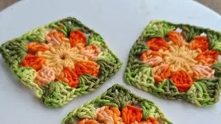 COMO FAZER SQUARE COM FLOR RASTEIRA DE CROCH&Ecirc; -PASSO A PASSO.