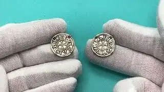Medieval Italian Crusader Cross Coin Earrings