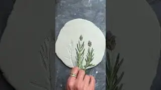 How I press leaves and flowers in air dry clay to make lavender jewelry dishes #satisfying #diy #art