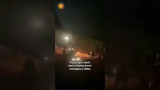 Video shows passengers of Boeing 737 fleeing flight on fire #shorts