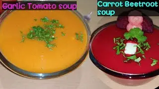 Two types soup recipe | Tomato garlic soup & Carrot Beetroot soup recipe | soup recipe | TDM |