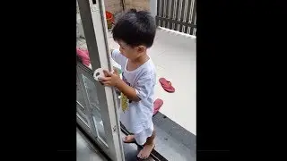 Funny kid - Ken says bello and fake animal sounds - and pretends to be a bicycle repairman