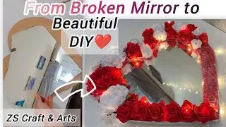 DIY Heart Mirror Makeover | Old Mirror Banaya Stylish with DIY Roses & fairy lights #trashtoteasure