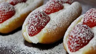 딸기 생크림 도넛 만들기. Strawberry doughnut