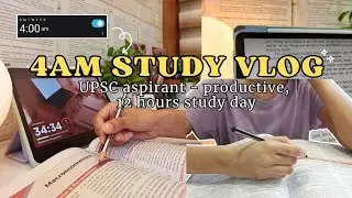 4am Study Vlog | UPSC Aspirant | Productive Study Routine | 12 hours📖