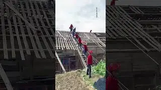 Shocking! Team Relay Passing Tiles, Collective Power in Roof Construction