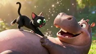 Cat and hippo friendship