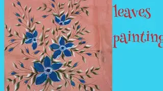 Fabric painting on linen part -2/how to paint one stroke leaves/fabric painting with acrylic colours