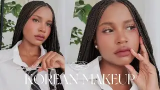 KOREAN MAKEUP ON BLACK GIRL || soft pink  5/31 🤍✨🧘🏾‍♀️