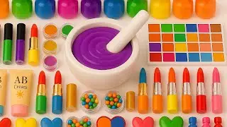Satisfying Video DIY Making Smooth Slime Mixing Eyeshadow Makeup Cosmetics Glitter ASMR Slime Relax