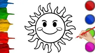 Fun Smiling Sun Drawing for kids | Draw and Color a Cute Sun | Easy Sun Drawing