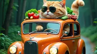 😻Ginger loves to cook in forest 🌳 orange cat cooking😋