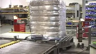 ARPAC's PAC Automatic Stretch Wrapper Wrapping a Pallet of Bottles