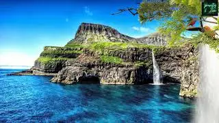 Peaceful Relaxing Waterfall with Tropical Sound, Beautiful view, Soothing, Relax, HD 1080P
