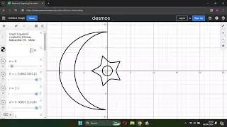 Drawing Crescent Moon using Math Formula on Cartesian Plane run by Desmos software