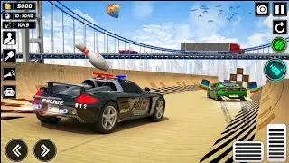 US Police Car Driving Stunts Racing 2024 - Impossible Ramp Car Simulator 3D - Android GamePlay