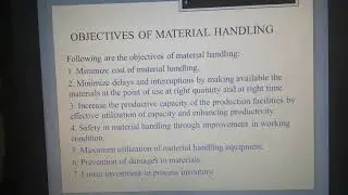 Material handling systems intro- objectives and principles