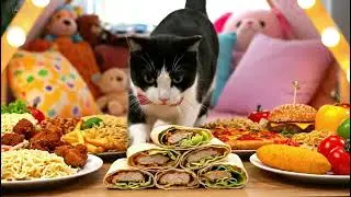 Tuxedo Cat Tastes Ramen and Soda in EPIC Mukbang Faceoff