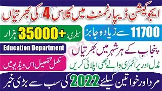 Education Department Punjab Jobs 2022 - Class 4 Jobs in Education Department 2022 - Punjab Education