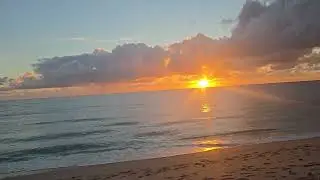 Sunrise ocean orange blue skies calm sounds waves relaxing 