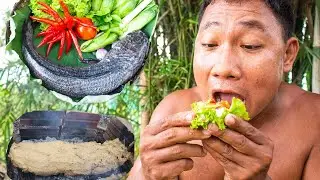 Amazing Cooking Fish In Mud I Grill Fish In Mud Eating With Hot Chili Sauce