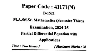 MJPRU M.A/M.Sc 3rd Semester Mathematics 1st Paper 2024-2025