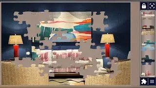Dreamy Lounge with Modern Art & Cozy Setup🛋️🍂🎭 🧩 jigsaw puzzle game 🧩//@jigsawpuzzle45