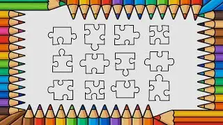 Draw Puzzle Pieces: Objects- Happy Learning! Learning for Beginners #drawing