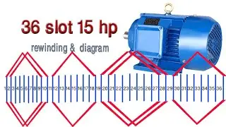 15 hp 1460 rpm three phase motor rewinding &diagram single layer full data 4 pole