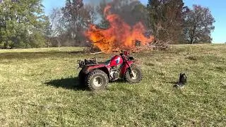 Burning a brush pile
