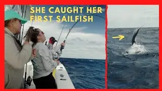 Lady Anglers Catch Their First Sailfish - Red Hot Action!