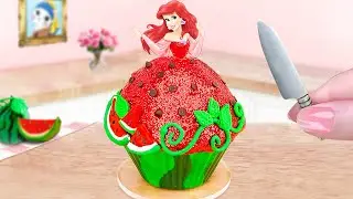 Mermaid Ariel Watermelon Princess Cake 💕 Amazing Miniature Pull Me Up Cake Decorating | By Min Cakes
