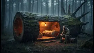 Hidden Underground Shelter Beneath a Giant Hollow Tree 🌧️  Ultimate Survival Build