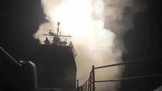 USS Monterey launches Tomahawk Missiles at Syria