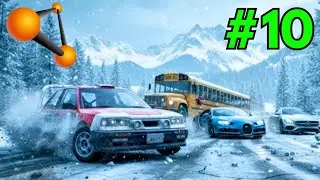 CAR'S & BUS'S TRYING TO CLIMB THE SNOW ROAD 😱 | BEAMNG DRIVE | #10
