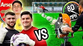 3 Goalkeepers vs 80MPH Ball Launcher! ft. Arsenal's Alexei Rojas