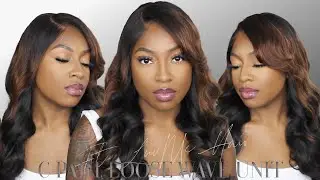GRWM | HAIR + MAKEUP | BROWN MIX C-PART GLUELESS  LOOSE WAVE WIG | 10 MINUTES OR LESS | LUV ME HAIR