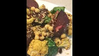 Cauliflower two ways with roasted beets, greens, and some crunchy things.