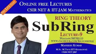 #9 | Ring theory || Subring || Example and Property of Subring | csir net mathematics  || GATE maths