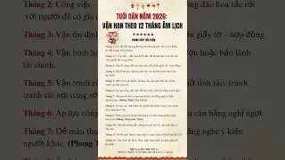 Tuổi Dần 2026: vận hạn theo 12 th&aacute;ng &acirc;m lịch