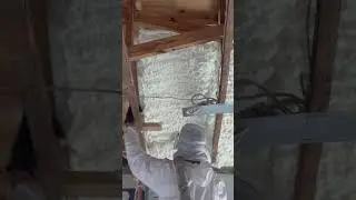 7 inches of open cell spray foam on roof deck #sprayfoam #satisfying #opencell #sprayfoaminsulation