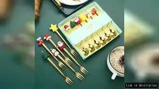 4/6pcs Merry Christmas Spoon Fork Set Stainless Steel Gold Silver Coffee Tea Spoon Party Decor Exqui