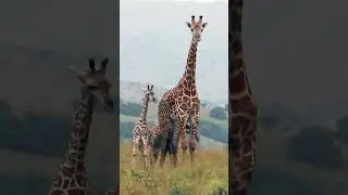 Giraffes grazing in the Rwanda savannah! #shorts #visitrwanda #rwanda #travel #giraffes