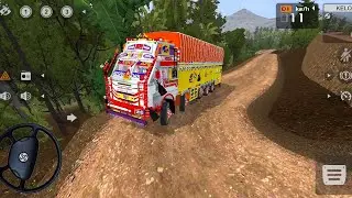 Ashok Leyland 16 Wheeler Truck Loaded With Stones Driving in Offroad / Bus Simulator Indonesia 