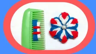 Super Easy Woolen Flower Making Trick Using Hair Comb - Hand Embroidery Amazing Flower Design