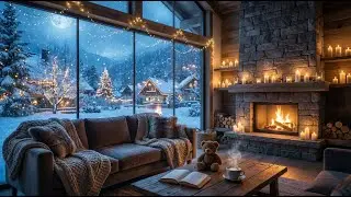 Gentle Piano & Crackling Fireplace 🔥 | Background Music for Working and Studying in 4k