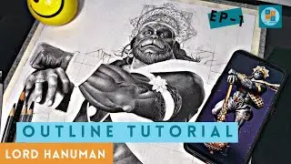 LORD HANUMAN Drawing | Outline Tutorial | Ep 1
